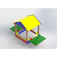 Песочница Домик с крышей и лавками